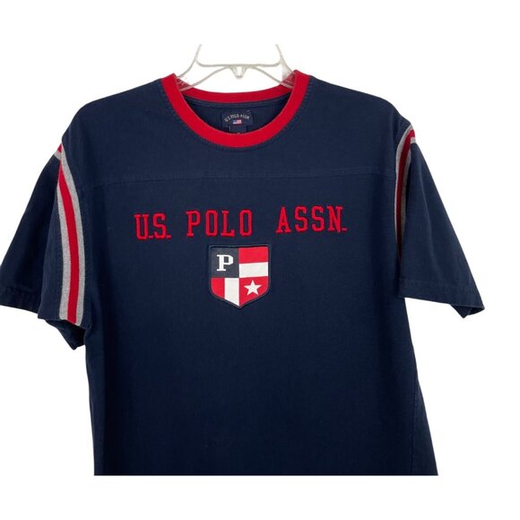 Vintage US Polo Assn Mens Size Medium Blue & Red Short Sleeve T-shirt - Picture 4 of 8